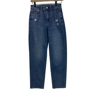 American Eagle Women 00 Blue Jeans Super High Rise Baggy Straight